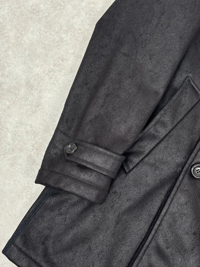 Armani Collezioni Black Double-Breasted Caban Coat  bKXscWZ 9