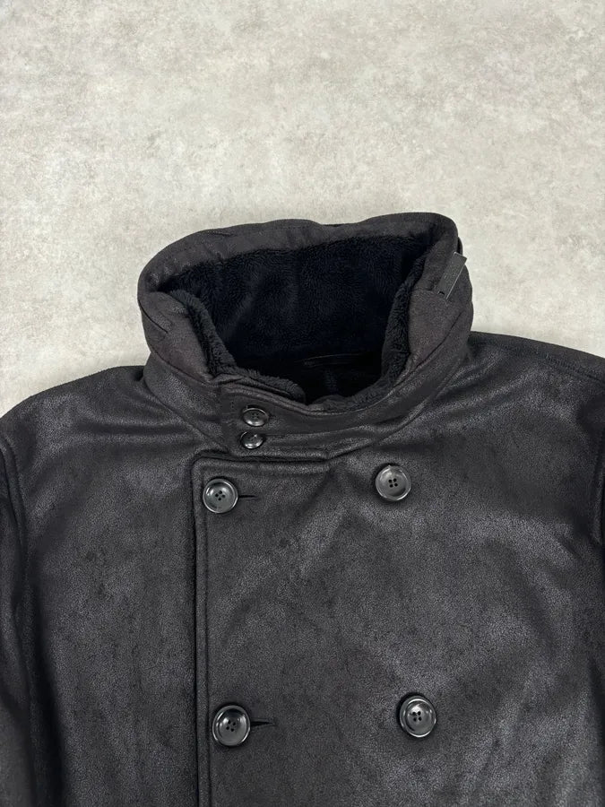 Armani Collezioni Black Double-Breasted Caban Coat  bKXscWZ 4