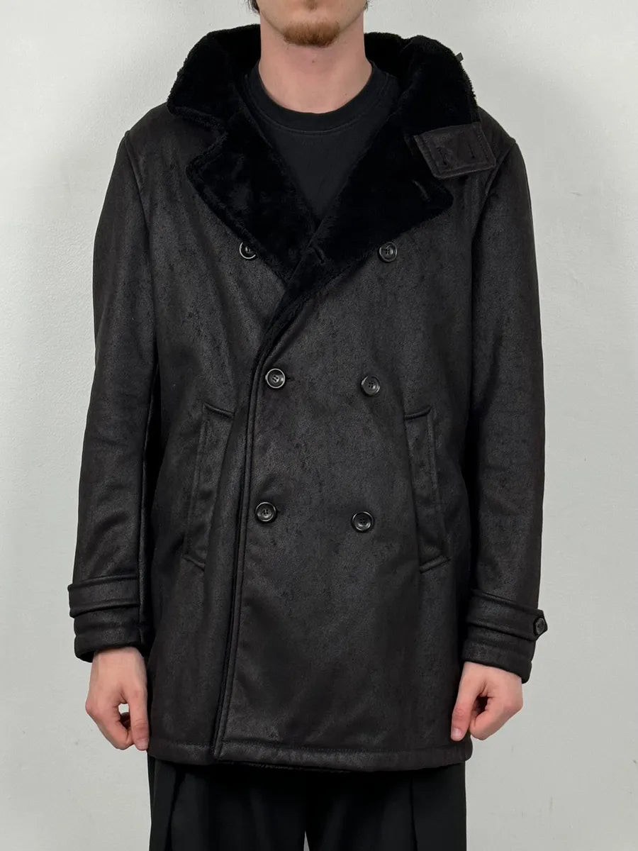 Armani Collezioni Black Double-Breasted Caban Coat  bKXscWZ 0