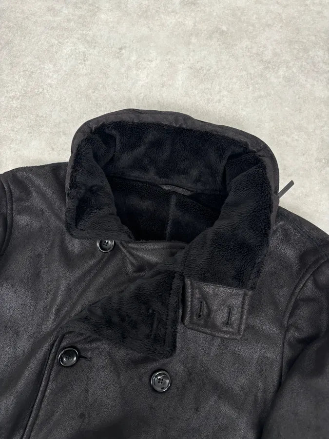 Armani Collezioni Black Double-Breasted Caban Coat  bKXscWZ 5