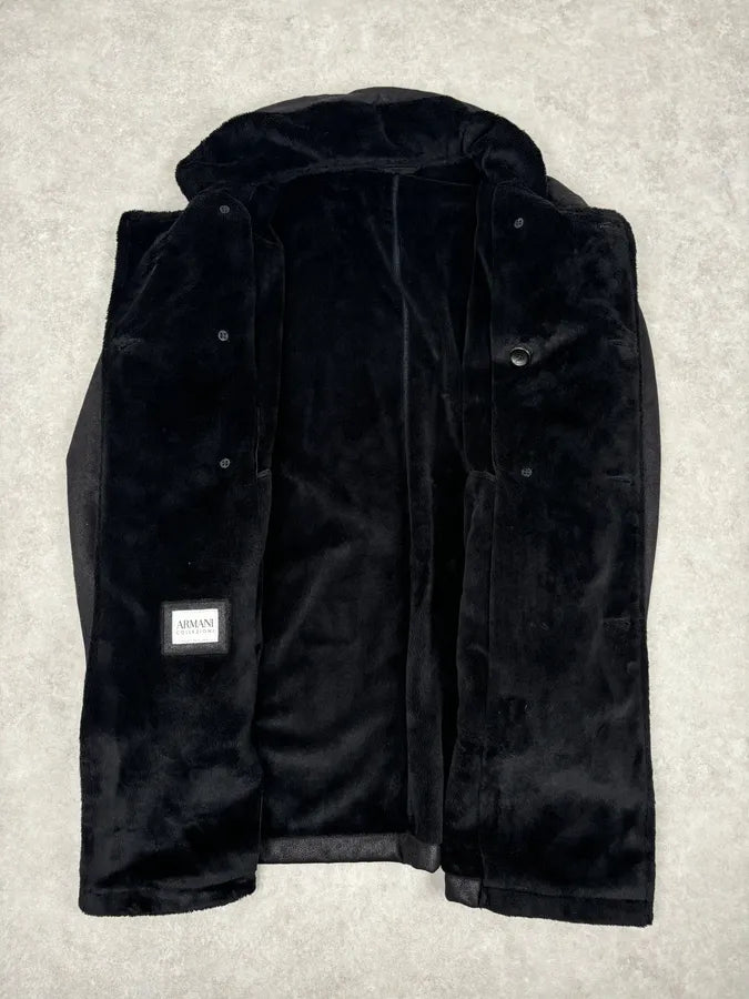 Armani Collezioni Black Double-Breasted Caban Coat  bKXscWZ 7