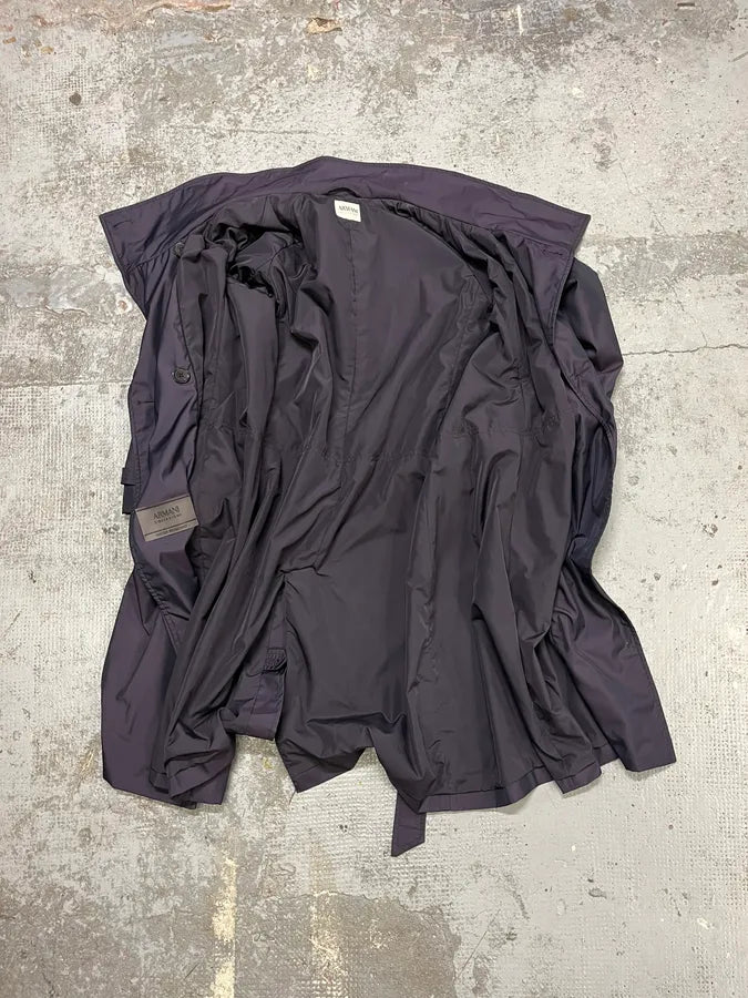 AW2010 Armani Collezioni Dark Purple Asymmetrical Light Trench Coat rKyZYxV 8