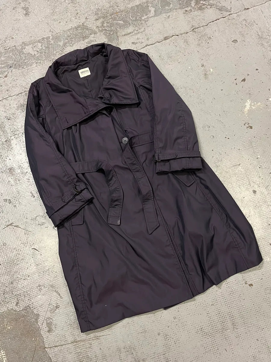 AW2010 Armani Collezioni Dark Purple Asymmetrical Light Trench Coat rKyZYxV 4