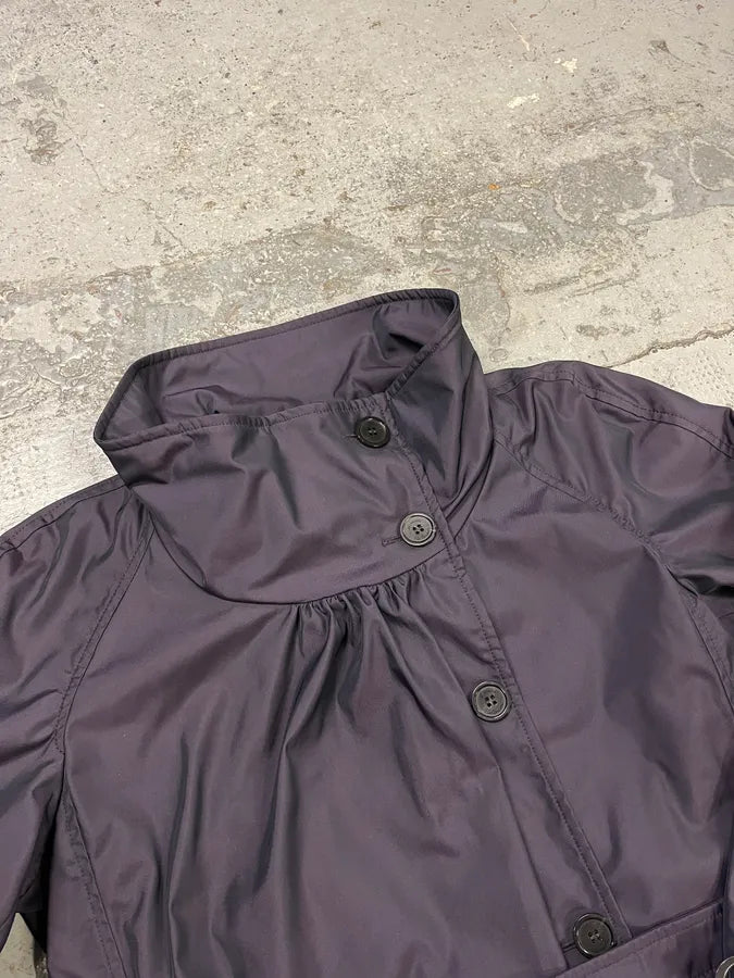 AW2010 Armani Collezioni Dark Purple Asymmetrical Light Trench Coat rKyZYxV 6