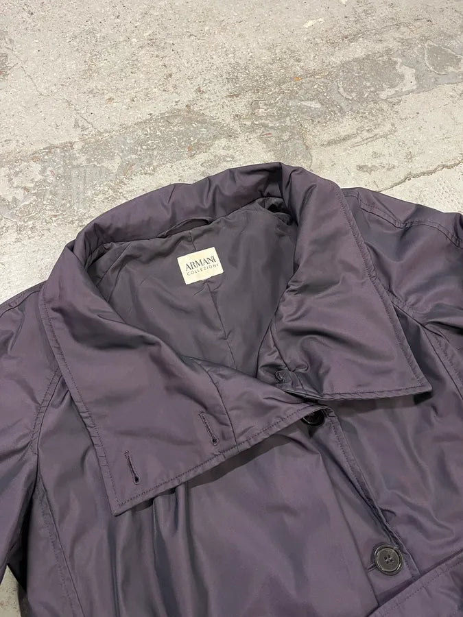 AW2010 Armani Collezioni Dark Purple Asymmetrical Light Trench Coat rKyZYxV 5