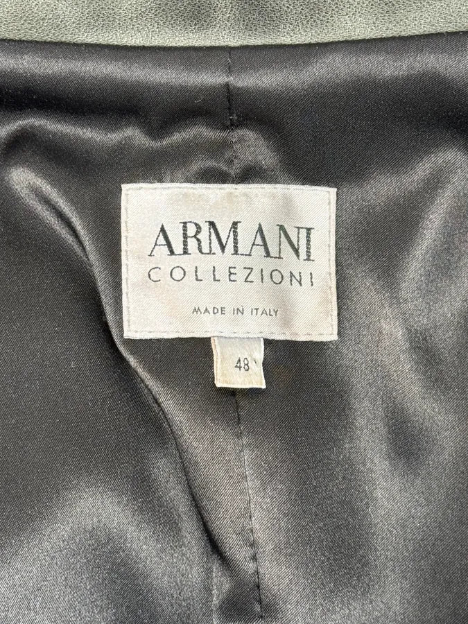 2000s Armani Collezioni Grey Geommetrical Biker Leather Jacket eWHVbSF 8