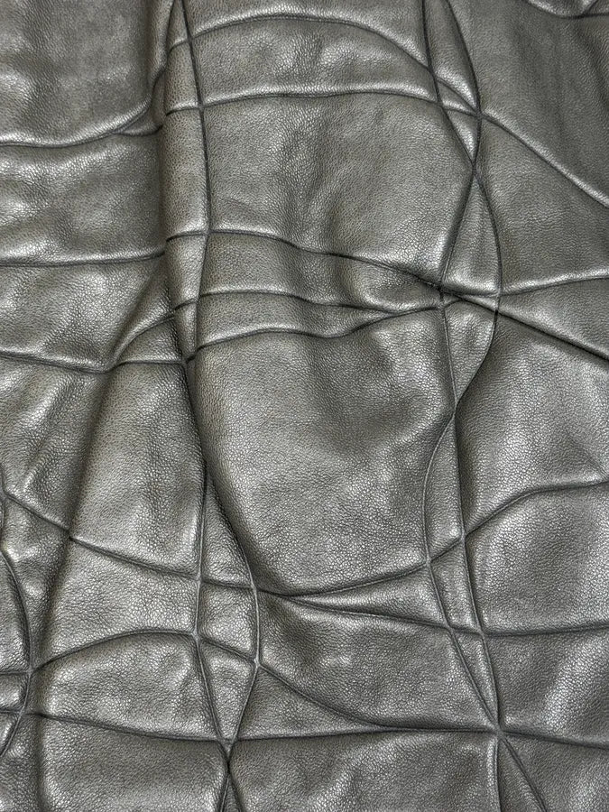 2000s Armani Collezioni Grey Geommetrical Biker Leather Jacket eWHVbSF 7