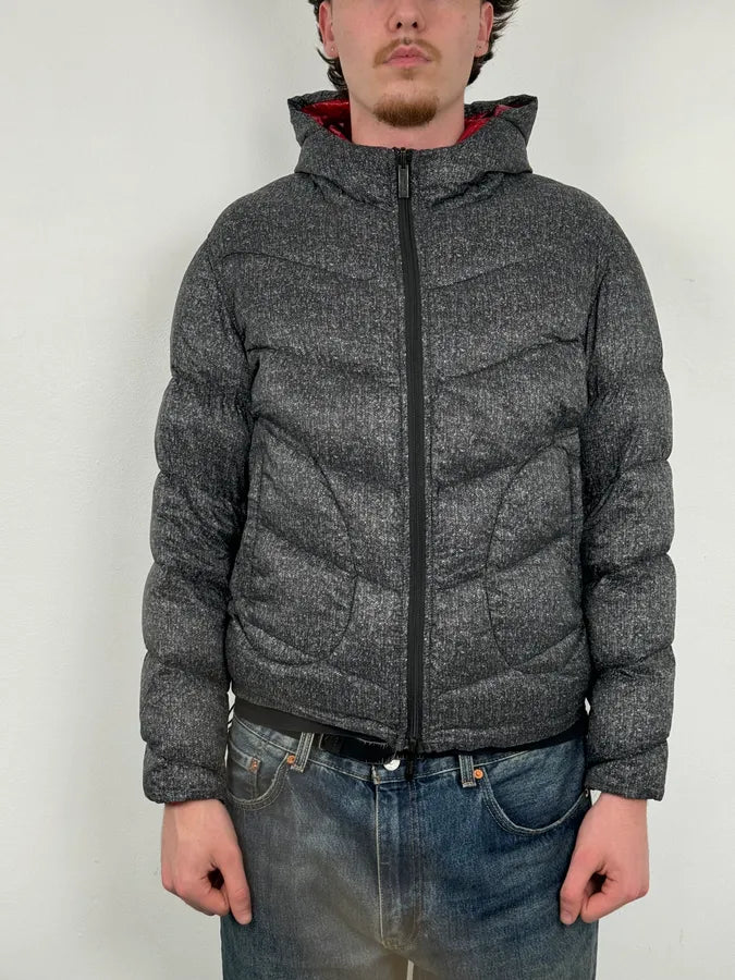 Armani Collezioni Grey Red Nylon Reversible Quilted Puffer Jacket pDsEeiv 4