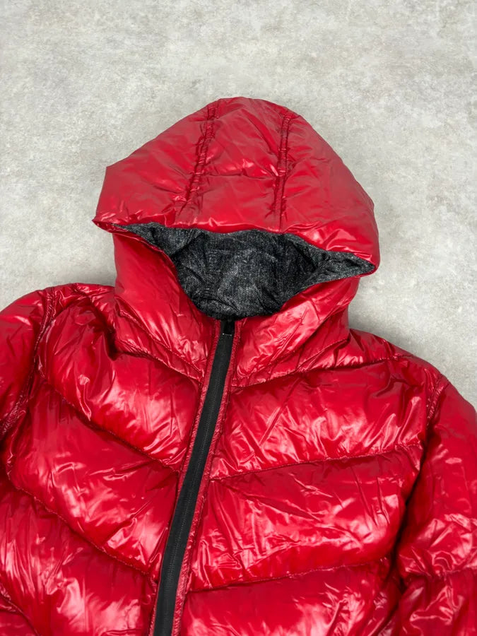 Armani Collezioni Grey Red Nylon Reversible Quilted Puffer Jacket pDsEeiv 8