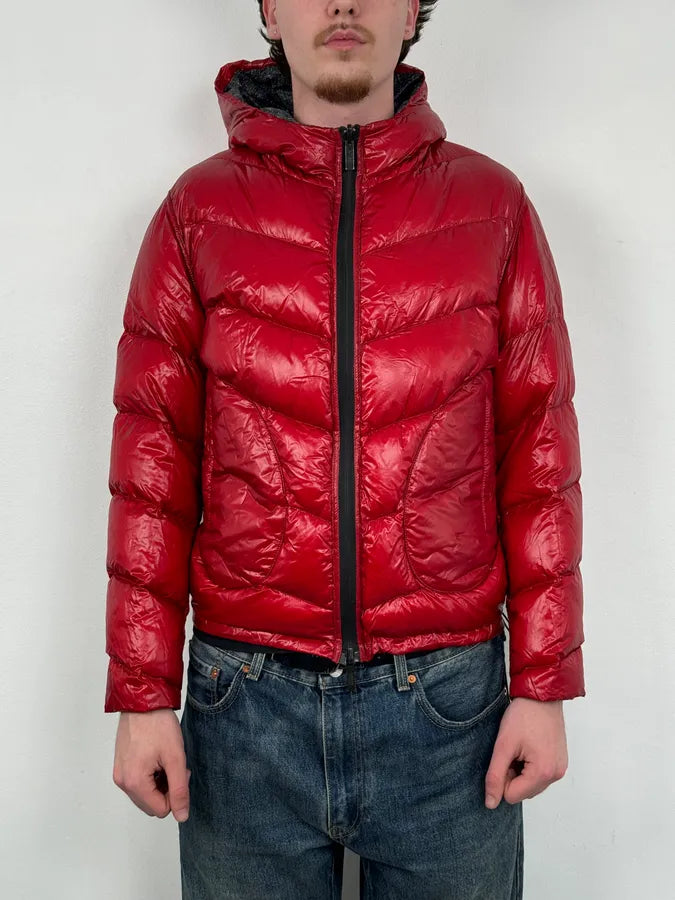 Armani Collezioni Grey Red Nylon Reversible Quilted Puffer Jacket pDsEeiv 2
