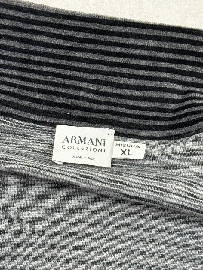 Armani Collezioni Grey Striped Velvet Zip-Up Sweater XHcsqYl 10