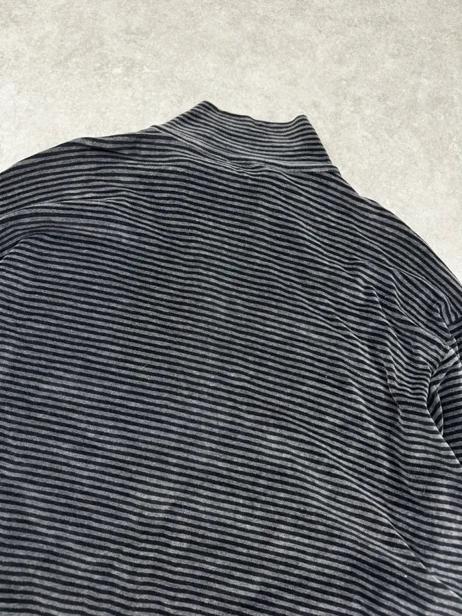 Armani Collezioni Grey Striped Velvet Zip-Up Sweater XHcsqYl 6