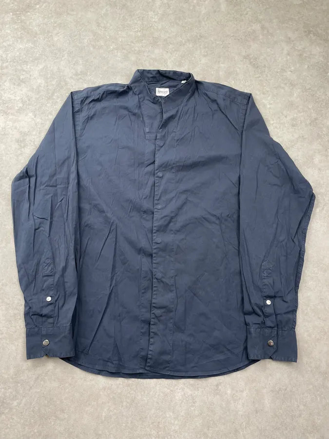 Armani Collezioni Navy Mao Layered Shirt JBCOfuF 0