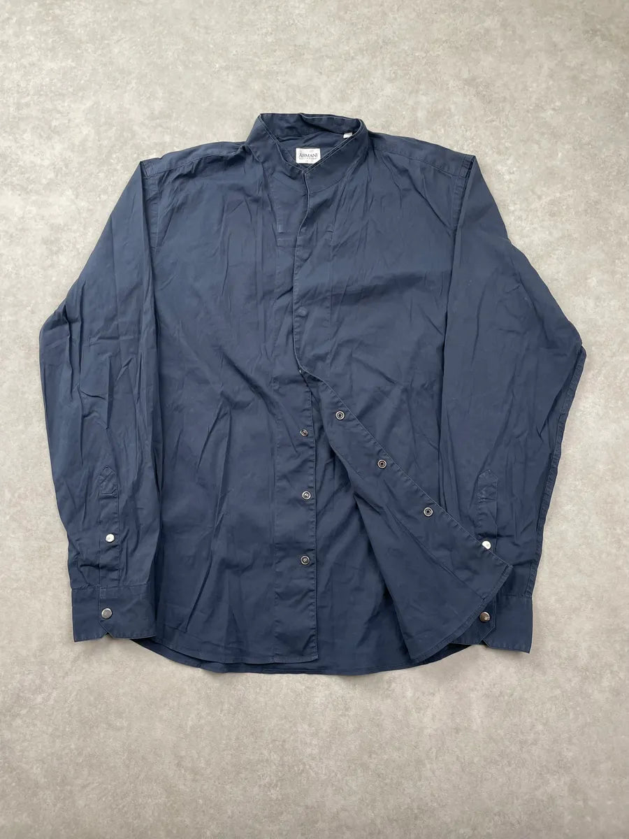 Armani Collezioni Navy Mao Layered Shirt JBCOfuF 3