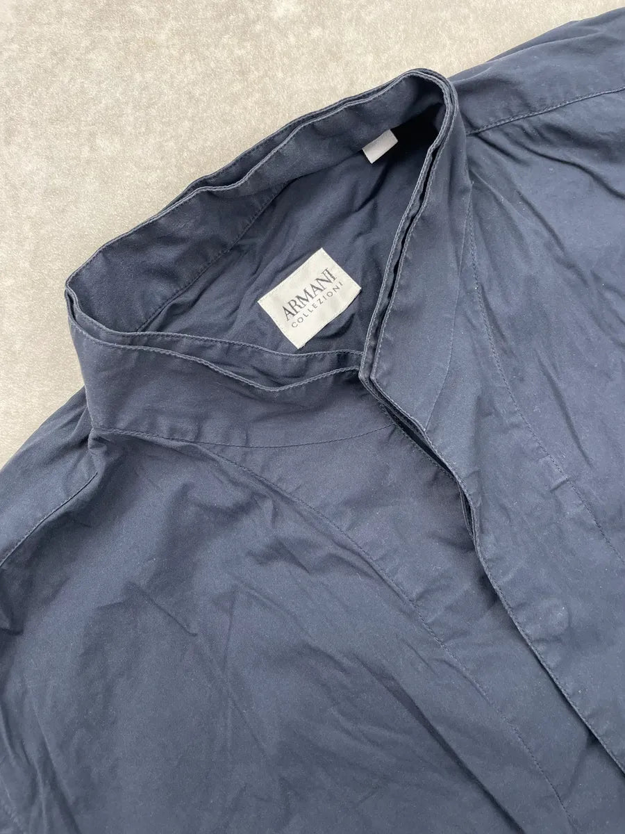Armani Collezioni Navy Mao Layered Shirt JBCOfuF 5