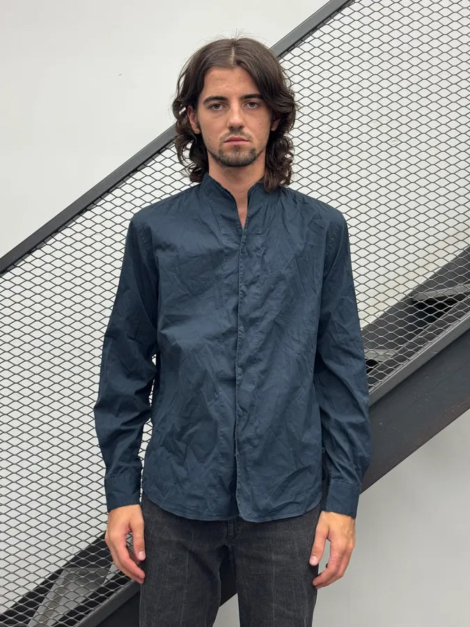 Armani Collezioni Navy Mao Layered Shirt JBCOfuF 1