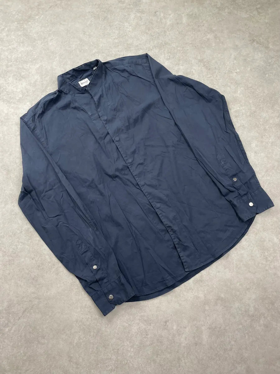 Armani Collezioni Navy Mao Layered Shirt JBCOfuF 4