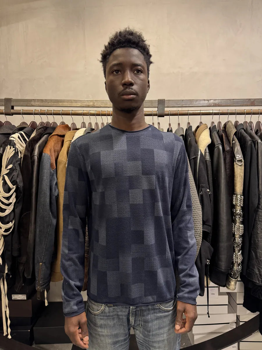 Armani Collezioni Navy Gradient Squared Longsleeves Sweater IBVUkYg 1
