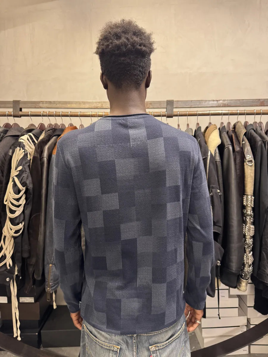 Armani Collezioni Navy Gradient Squared Longsleeves Sweater IBVUkYg 2