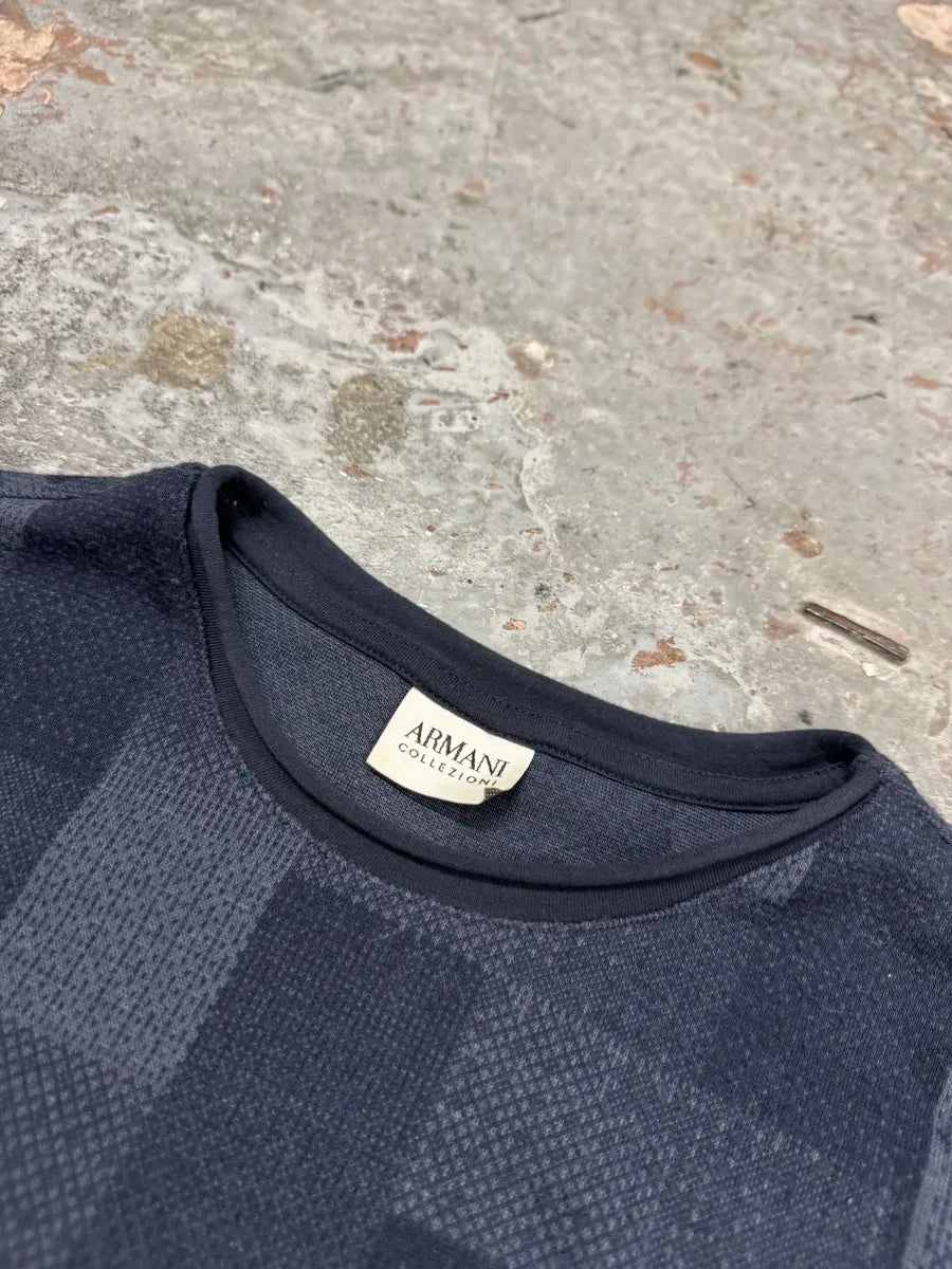 Armani Collezioni Navy Gradient Squared Longsleeves Sweater IBVUkYg 7