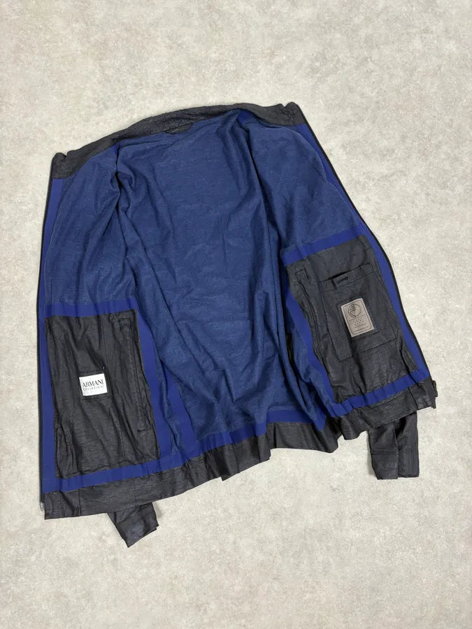 Armani Collezioni Navy Waxed Light Jacket IJzxAZv 5