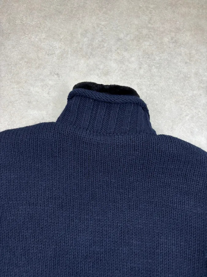 Armani Collezioni Navy Wool Zip-Up Cardigan UGpDElt 5
