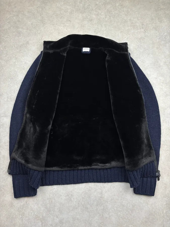 Armani Collezioni Navy Wool Zip-Up Cardigan UGpDElt 6