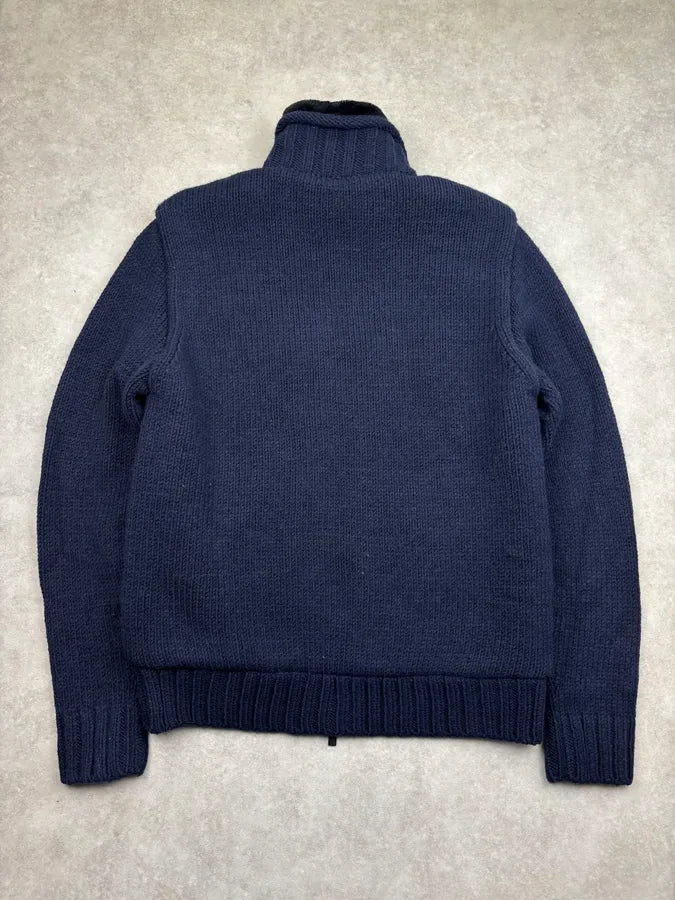 Armani Collezioni Navy Wool Zip-Up Cardigan UGpDElt 4