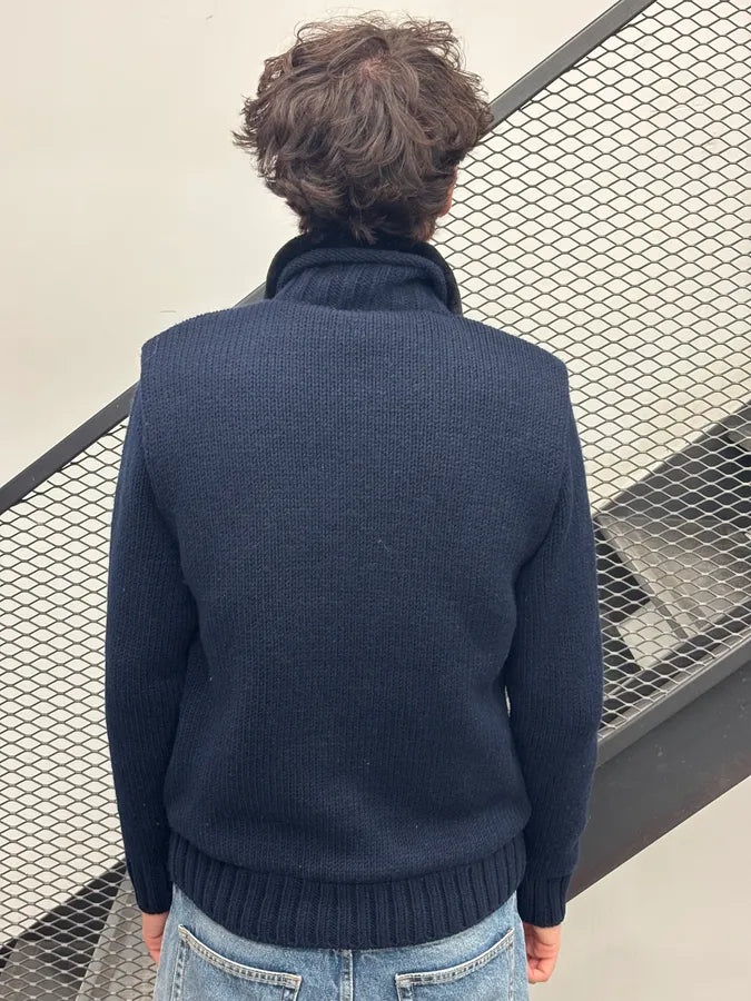 Armani Collezioni Navy Wool Zip-Up Cardigan UGpDElt 2