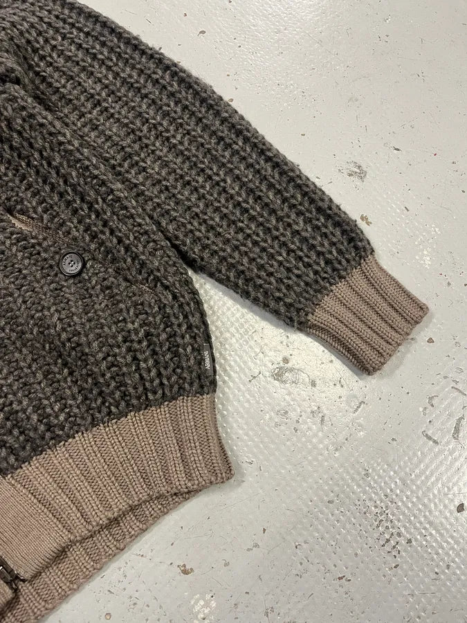 Armani Collezioni Wool Cable Knit Grey Zip-Up Hoodie IDrfVUQ 6