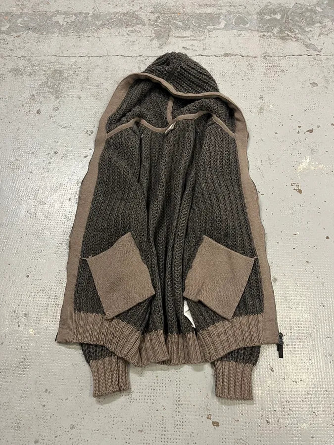 Armani Collezioni Wool Cable Knit Grey Zip-Up Hoodie IDrfVUQ 8