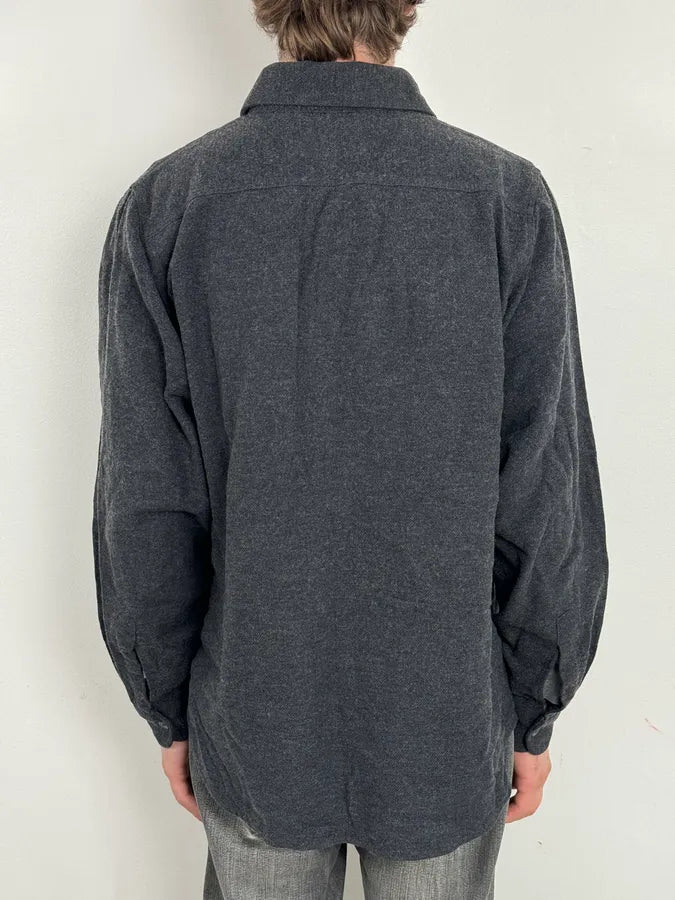 1990s Armani Dark Grey Minimalist Wool Blend Shirt TjHTVzO 2