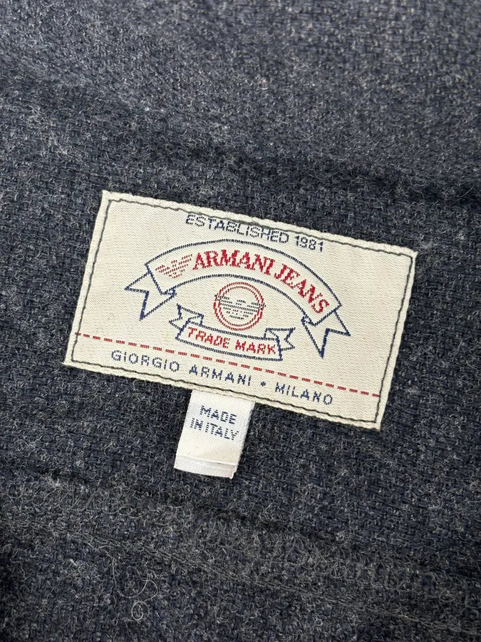 1990s Armani Dark Grey Minimalist Wool Blend Shirt TjHTVzO 8