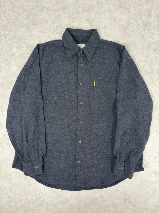 1990s Armani Dark Grey Minimalist Wool Blend Shirt TjHTVzO 0