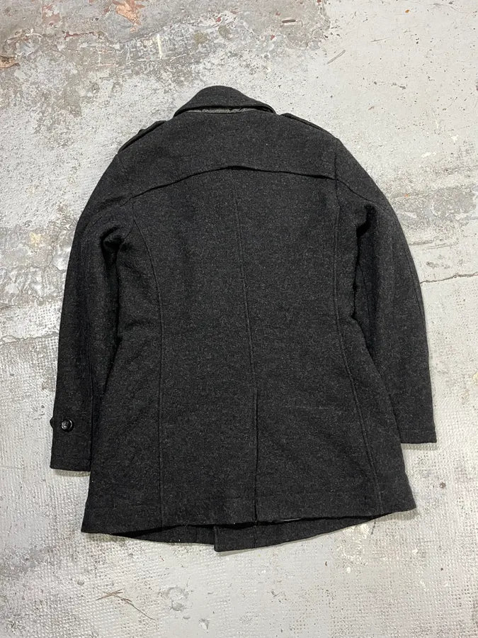 2000s Armani Dark Grey Wool Asymmetrical Lined Coat wYbjsxy 5