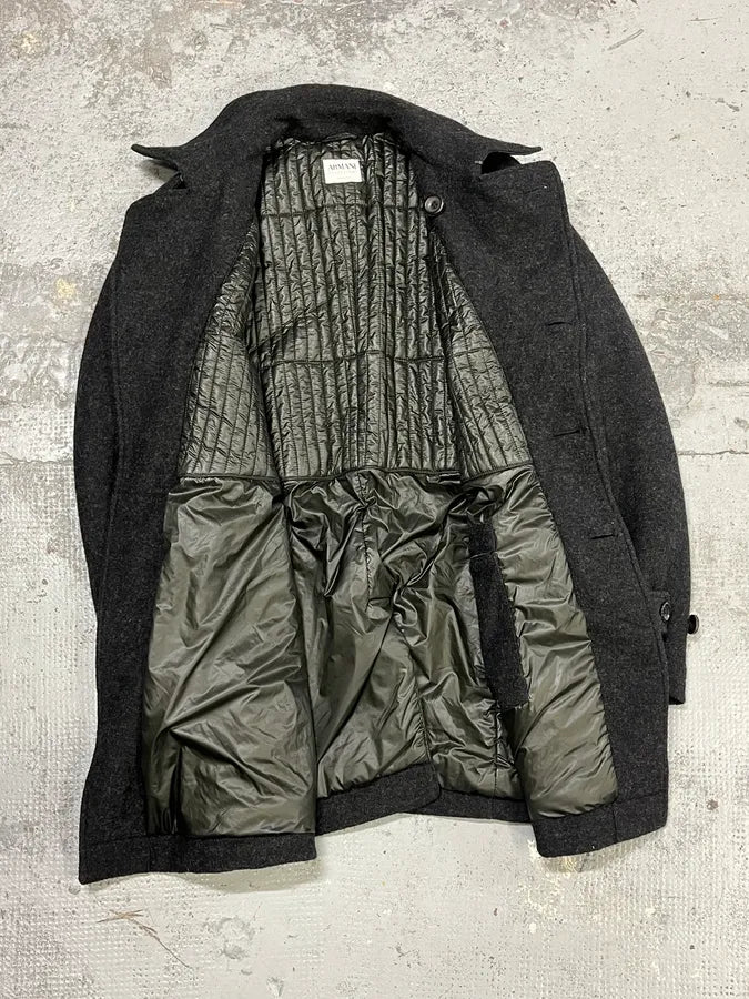 2000s Armani Dark Grey Wool Asymmetrical Lined Coat wYbjsxy 7