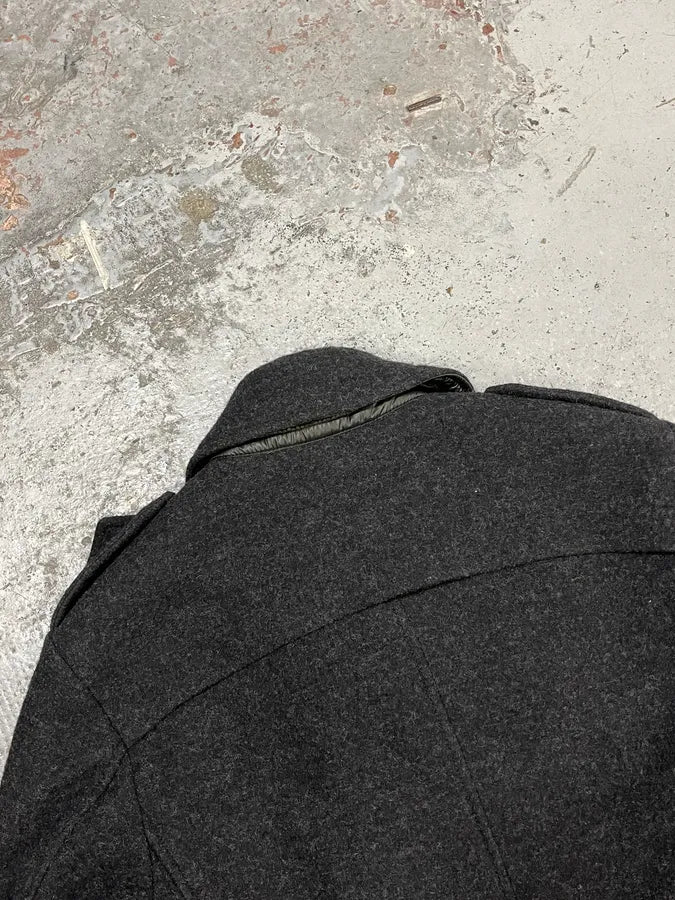 2000s Armani Dark Grey Wool Asymmetrical Lined Coat wYbjsxy 6