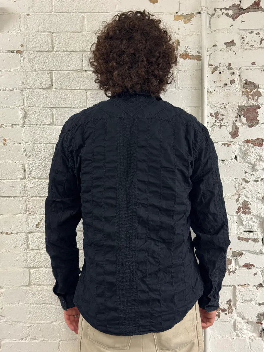 Armani Dark Navy Wrinkled Shirt nuaLYFU 1