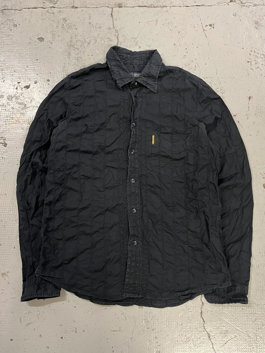 Armani Dark Navy Wrinkled Shirt nuaLYFU 2