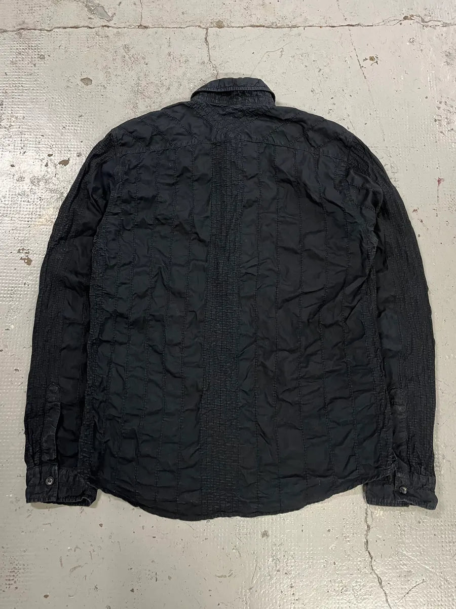 Armani Dark Navy Wrinkled Shirt nuaLYFU 4
