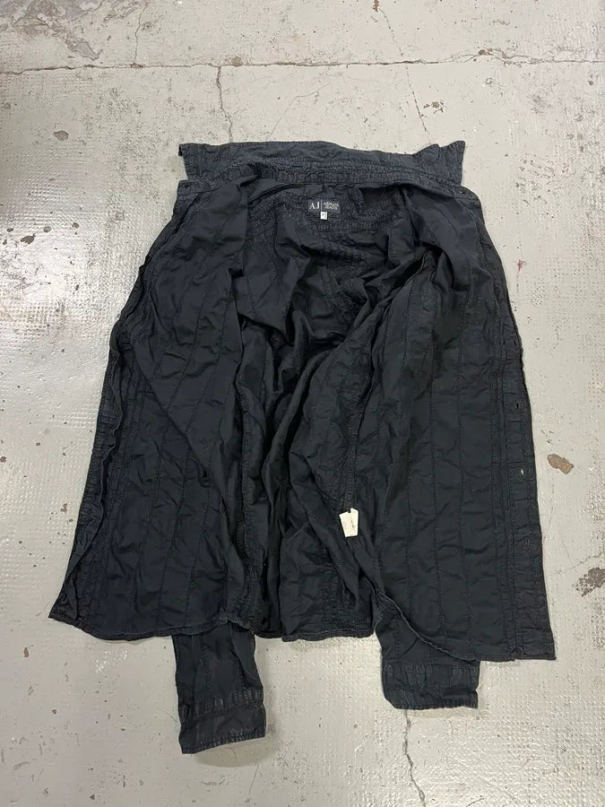 Armani Dark Navy Wrinkled Shirt nuaLYFU 7