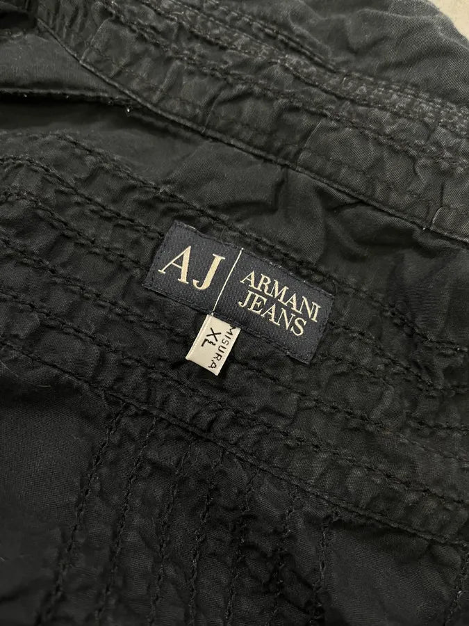 Armani Dark Navy Wrinkled Shirt nuaLYFU 8