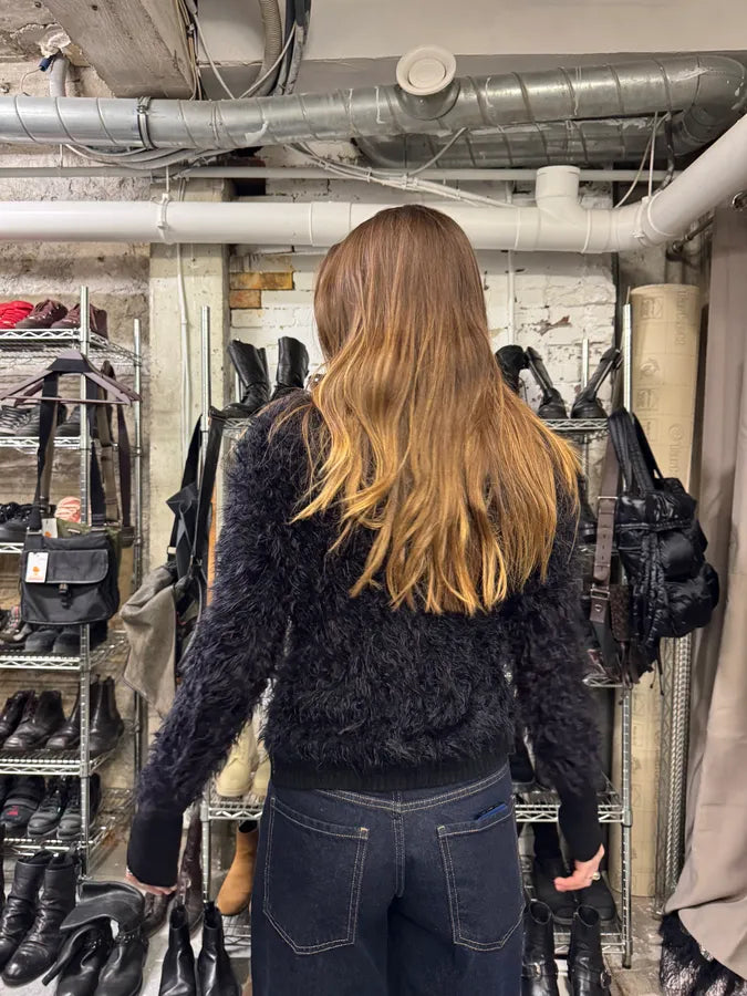 Armani Fur Effect Wool Dark Buttoned Longsleeves Cardigan (S) 2