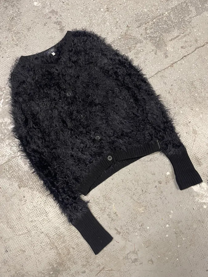 Armani Fur Effect Wool Dark Buttoned Longsleeves Cardigan (S) 3