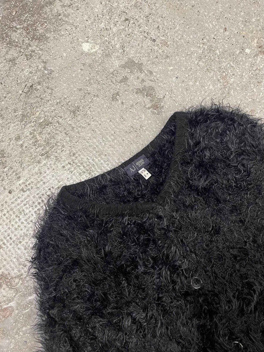 Armani Fur Effect Wool Dark Buttoned Longsleeves Cardigan (S) 4