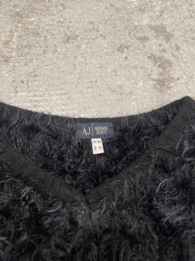 Armani Fur Effect Wool Dark Buttoned Longsleeves Cardigan (S) 8