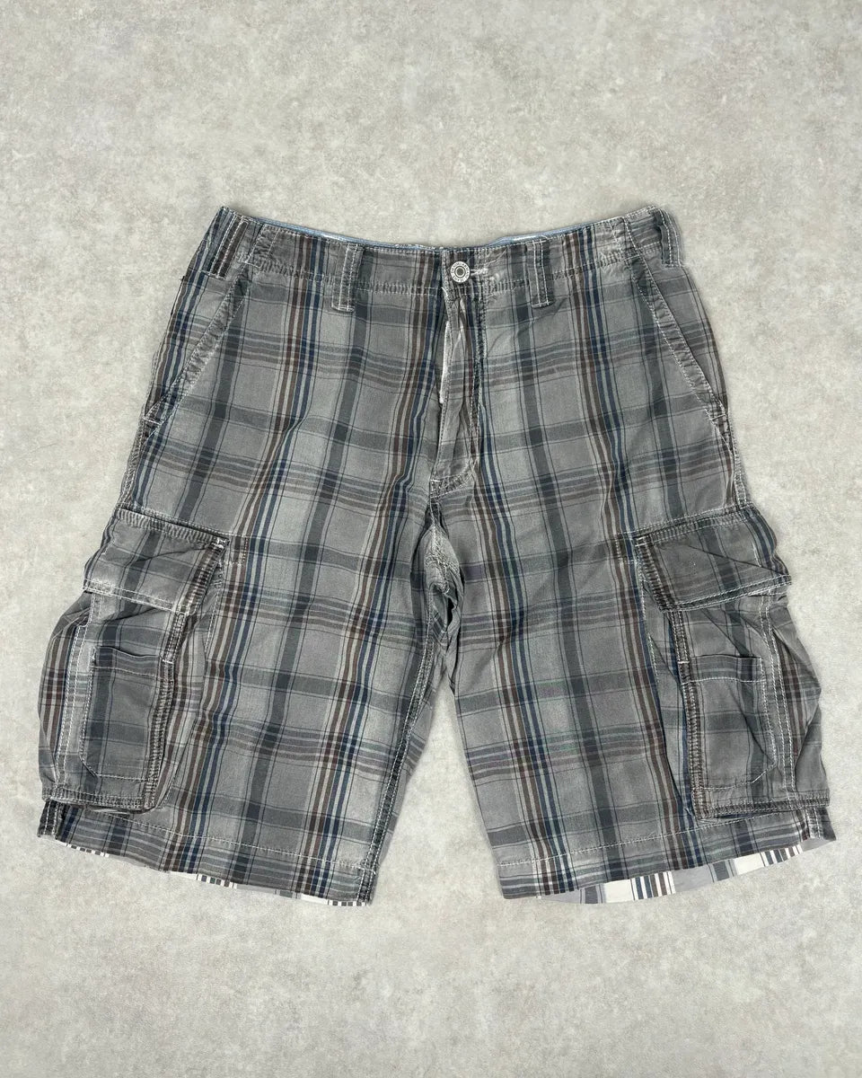 Armani Grey Cargo Checkered Plaid Shorts cVZGCYH 0