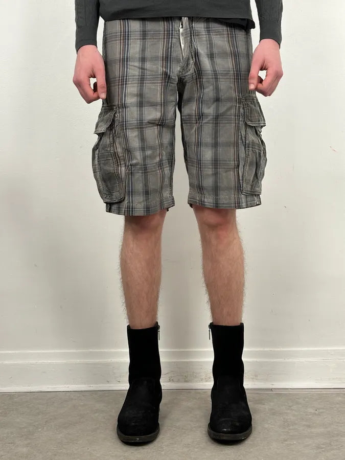 Armani Grey Cargo Checkered Plaid Shorts cVZGCYH 1