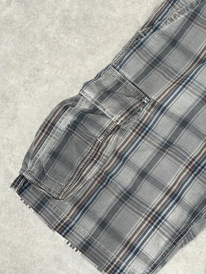 Armani Grey Cargo Checkered Plaid Shorts cVZGCYH 9
