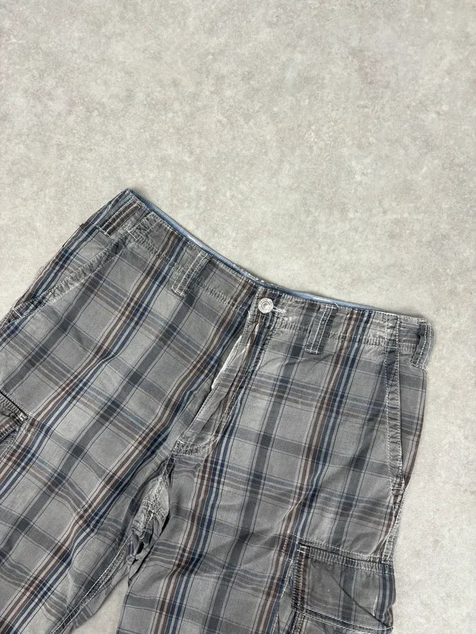 Armani Grey Cargo Checkered Plaid Shorts cVZGCYH 4